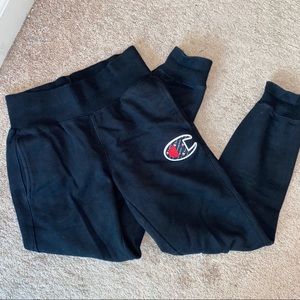 Black champion reverse weave big logo sweatpants